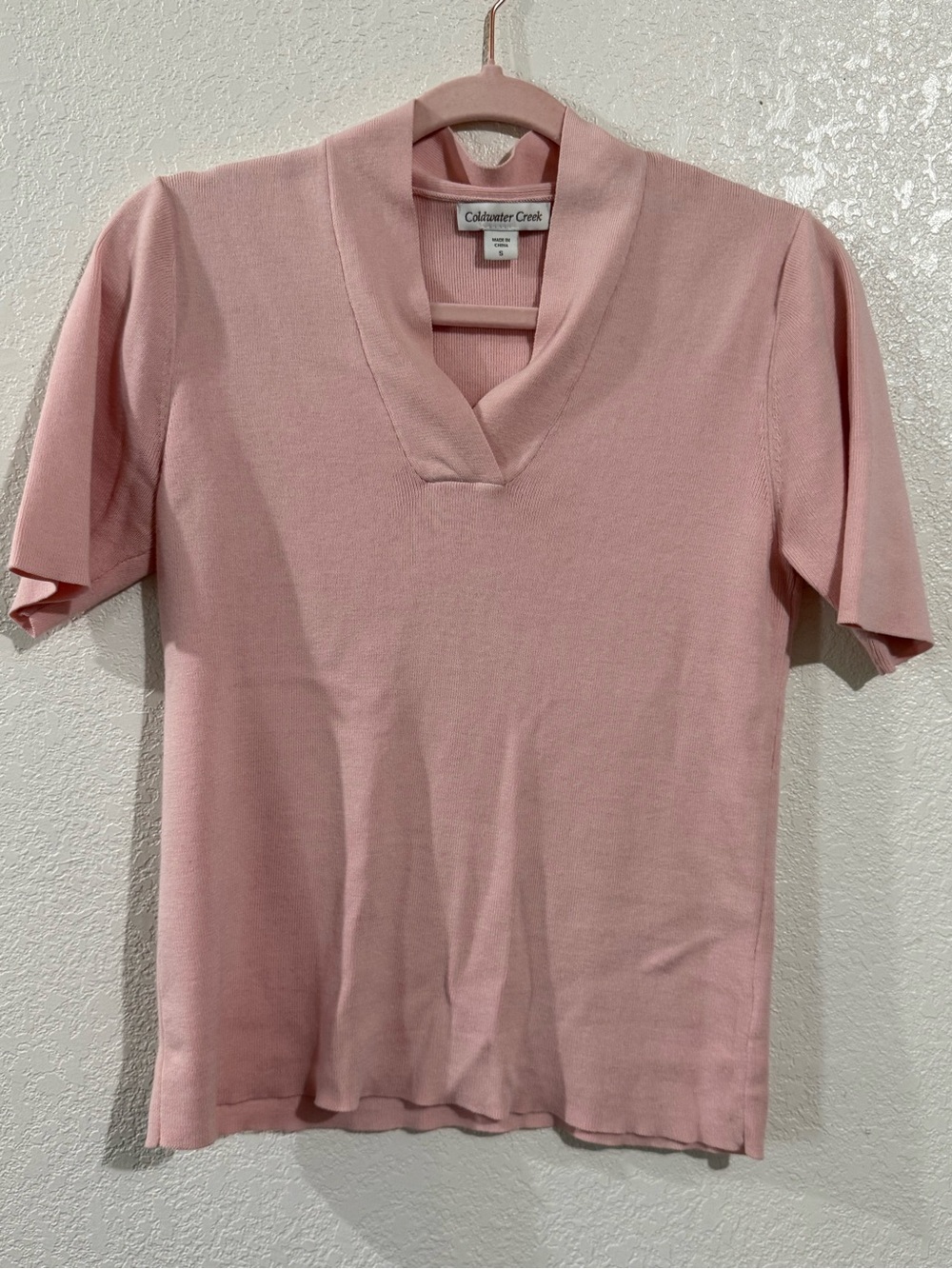Coldwater Creek Soft Pink V-Neck Short Sleeve Knit Top